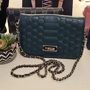 Bebe Hunter Green Quilted Crossbody Wallet Purse
